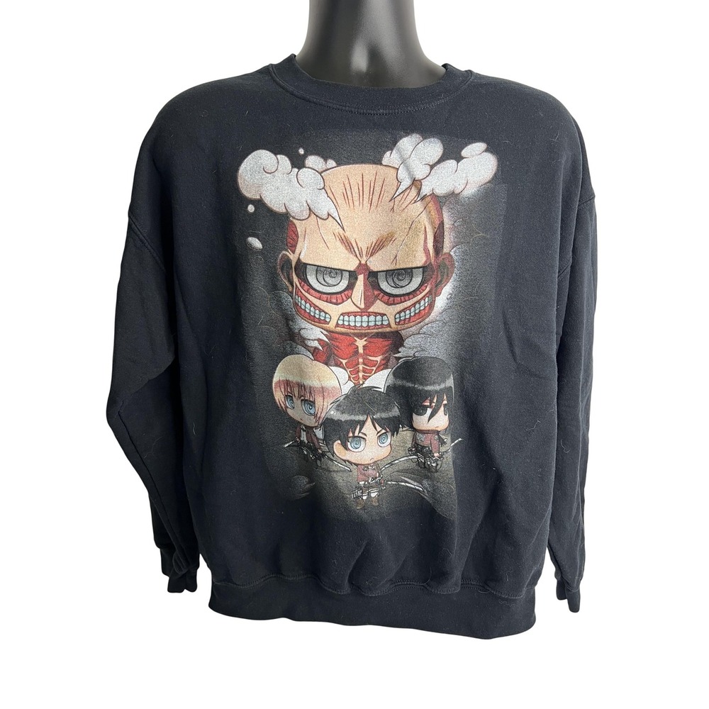 Attack on Titan Sweatshirt Mens Medium‎ Black Ripple Junction Anime Crewneck